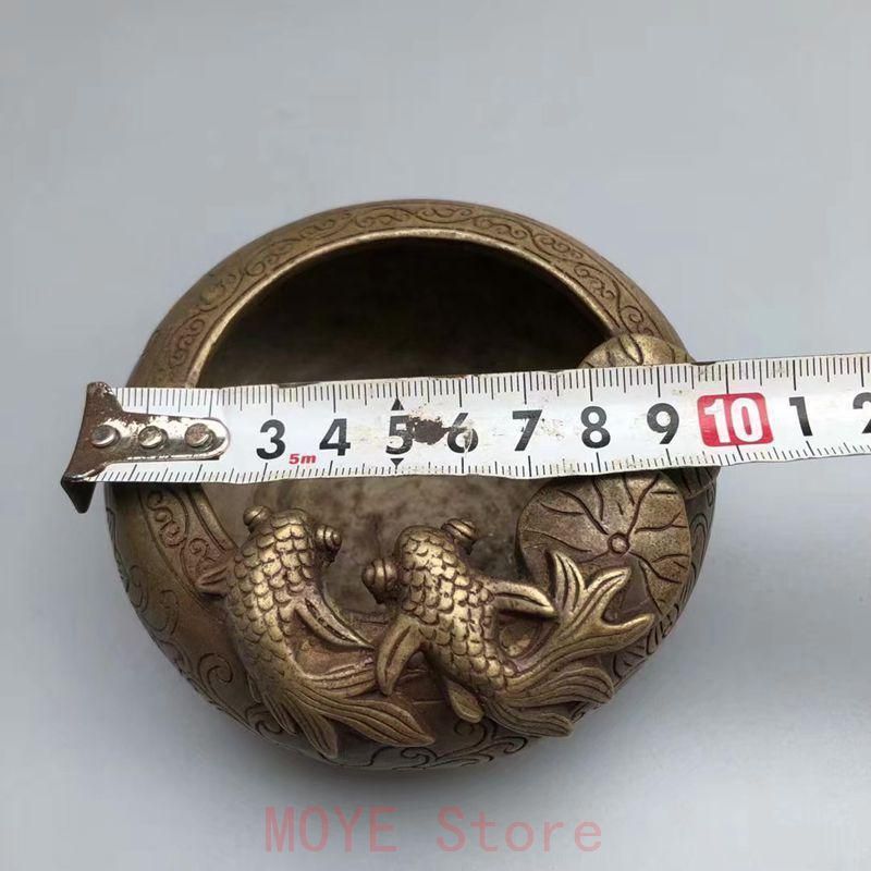 双魚ペン洗い 灰皿 銅製 書道具 文房具 現代工芸品 美術品 置物gy1216