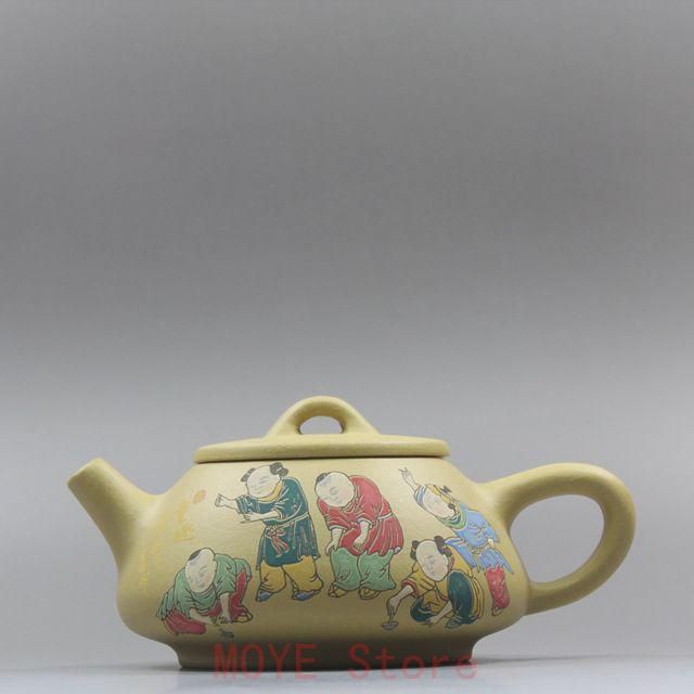 紫砂壷 泥絵景舟石瓢壺 急須 煎茶道具 工芸品 美術品 置物gy1216