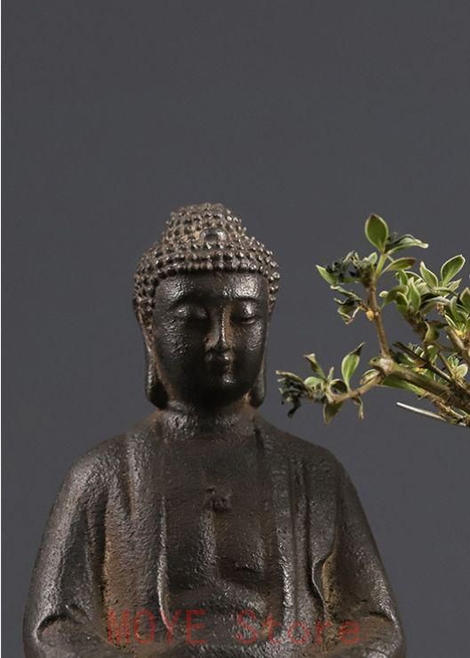 鉄器 鉄仏 蓮華座釈迦像 置物gy 1216