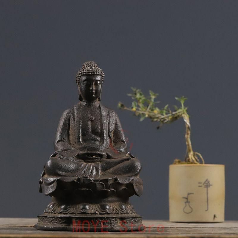 鉄器 鉄仏 蓮華座釈迦像 置物gy 1216