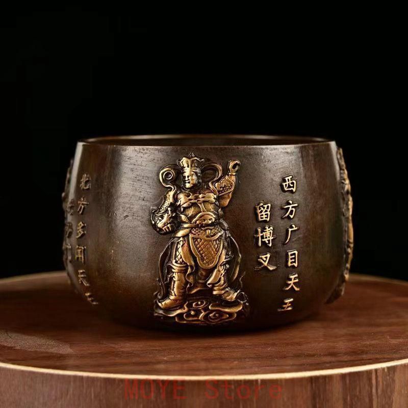 大清乾隆 四天王 銅壺 銅鉢 奉納 法器 置物gy 1216