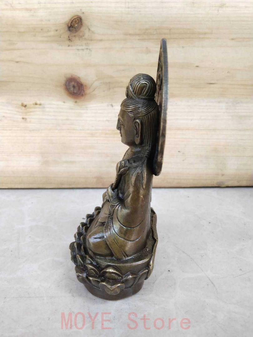 仏教美術  背もたれ坐蓮観音 仏像 銅製  銅器 仏教美術 背もたれ坐蓮観音 仏像 銅製 銅器gy1216 - メルカリ