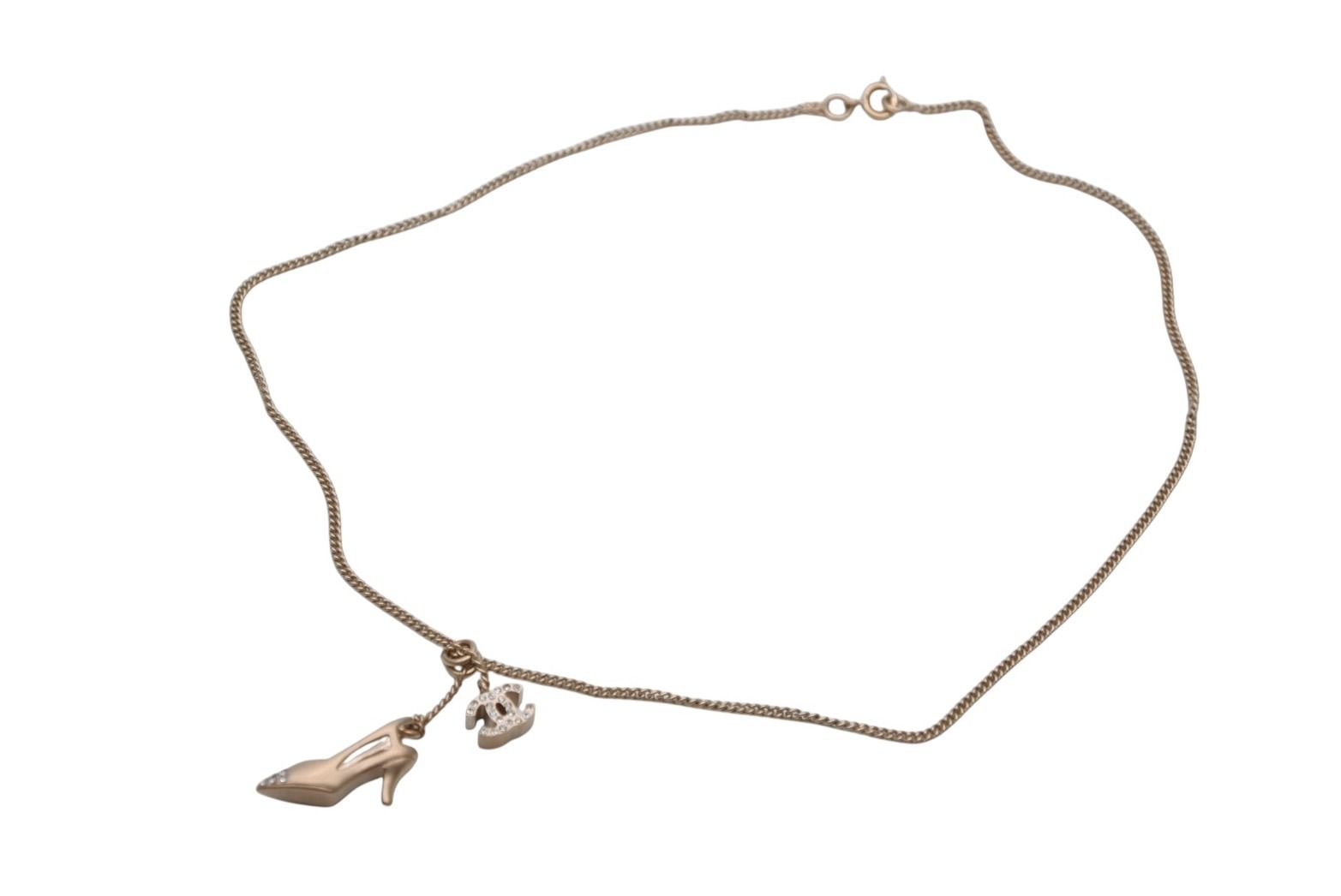 CHANEL シャネル ココマーク ラインストーン パンプス ネックレス 重量約7 g 05 A メタル ゴールド ロゴ 4 c 071947