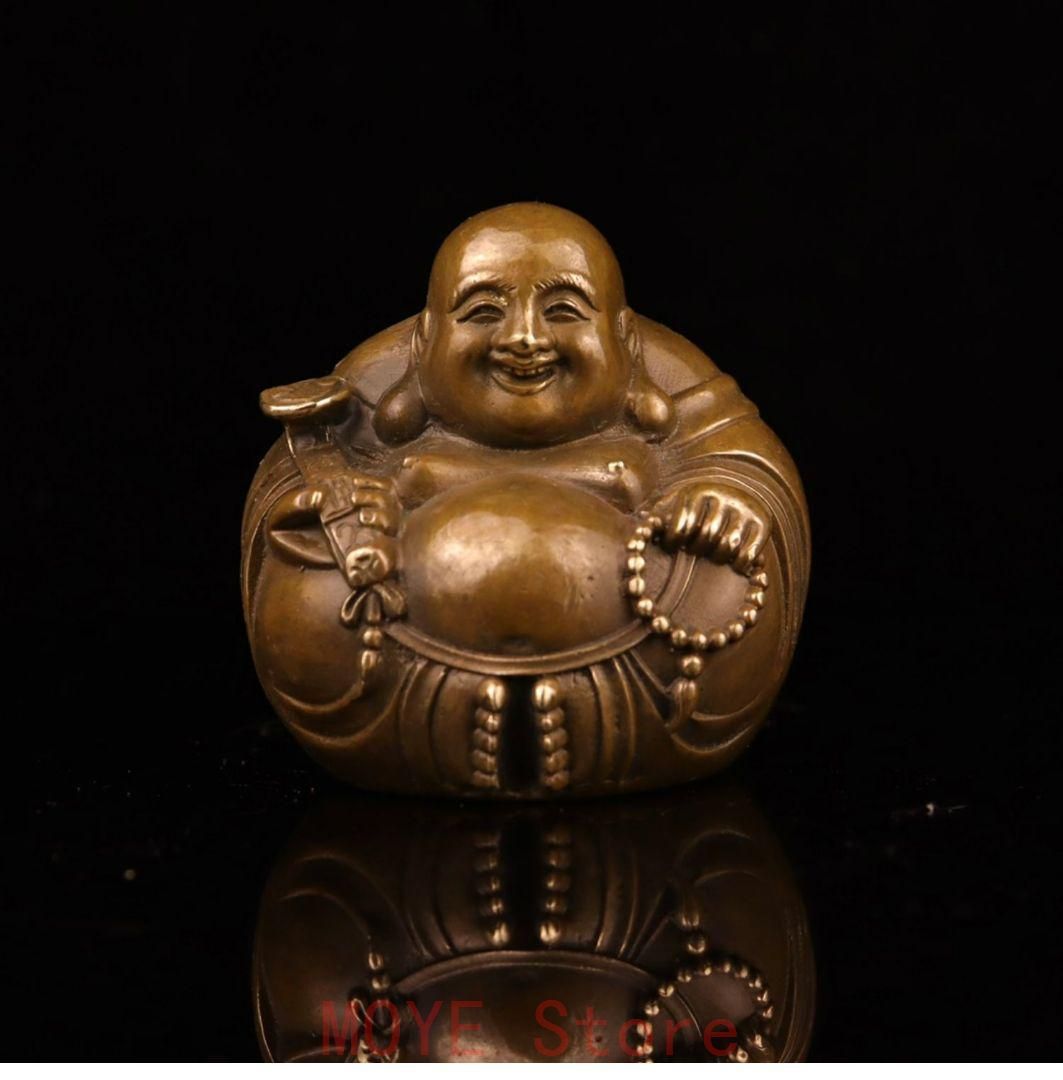 弥勒仏 置物 銅製 工芸品 美術品 置物gy1216 - メルカリ