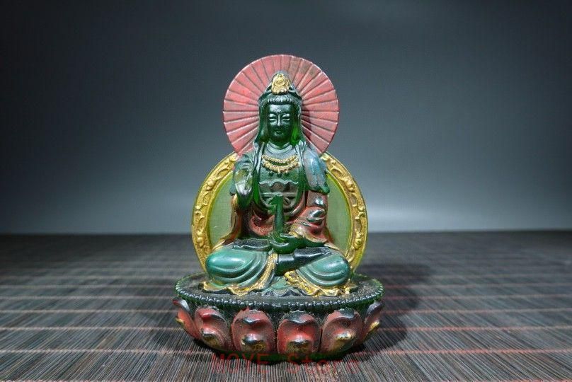 色絵瑠璃両面蓮観音坐像gy 1216