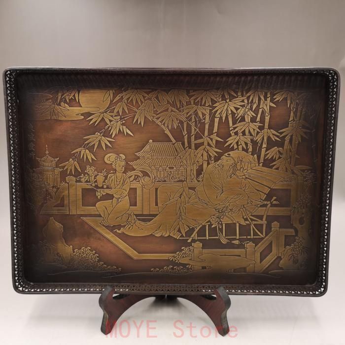 銅盤  果盤  茶盤 東坡愛竹屏風 茶盤  置物  装飾品 工芸品 美術品 銅盤 果盤 茶盤 東坡愛竹屏風 茶盤 置物 装飾品 工芸品 美術品gy1216