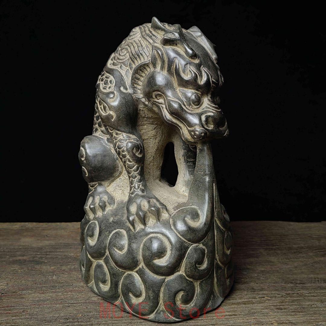 青石 彫刻 吸水獣 瑞獣 開運 風水 置物gy 1216