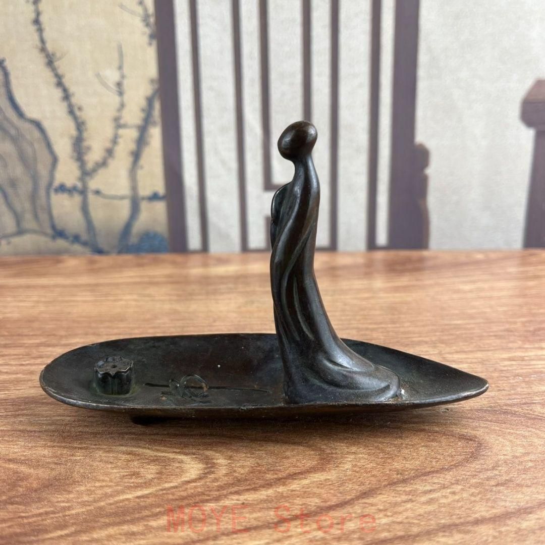 銅 細工 茶道具 香道具 一葉の仏舟 香挿し 現代工芸品 美術品 置物