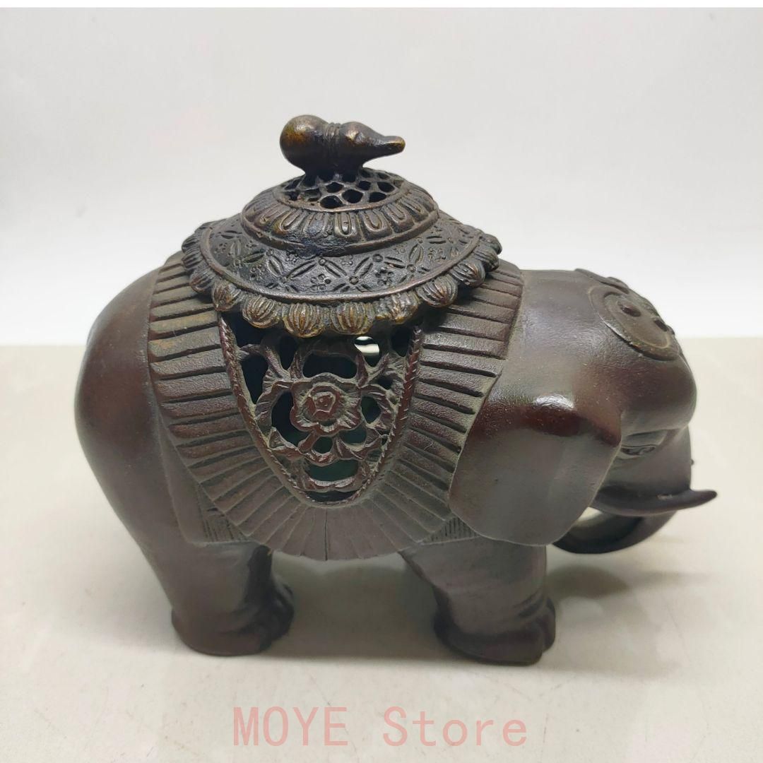 めでたい如意銅象 香炉 置物gy 1216