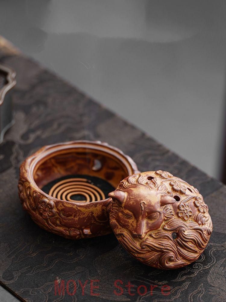 九尾キツネの 香炉 陶磁器 装飾品 現芸品 美術品 置物gy1216 - メルカリ