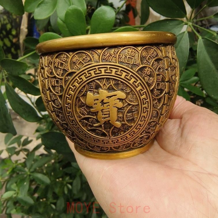 銅 細工 銅壺 聚宝盆 装飾品 現代工芸品美術品 置物gy1216 - メルカリ