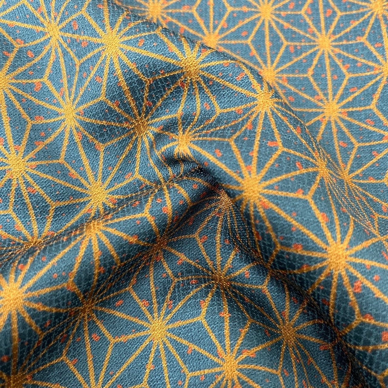 小紋 正絹 裄68 染めの麻の葉 しつけ糸 袷 着物 MK-2299 - メルカリ