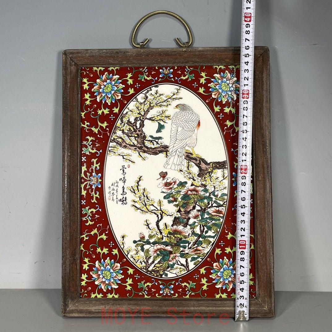 百鳥朝鳳 パステル花鳥陶板画 応接間 書斎 懸掛 装飾品 工芸品 美術品