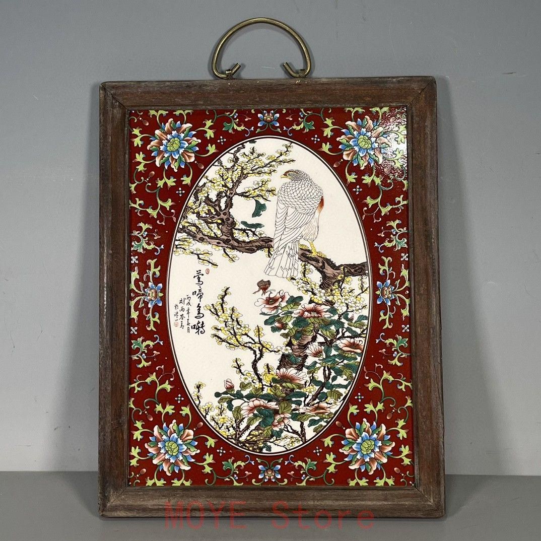 パステル花鳥図掛屏陶板画 装飾品 工芸品 美術品 置物gy1216 - メルカリ