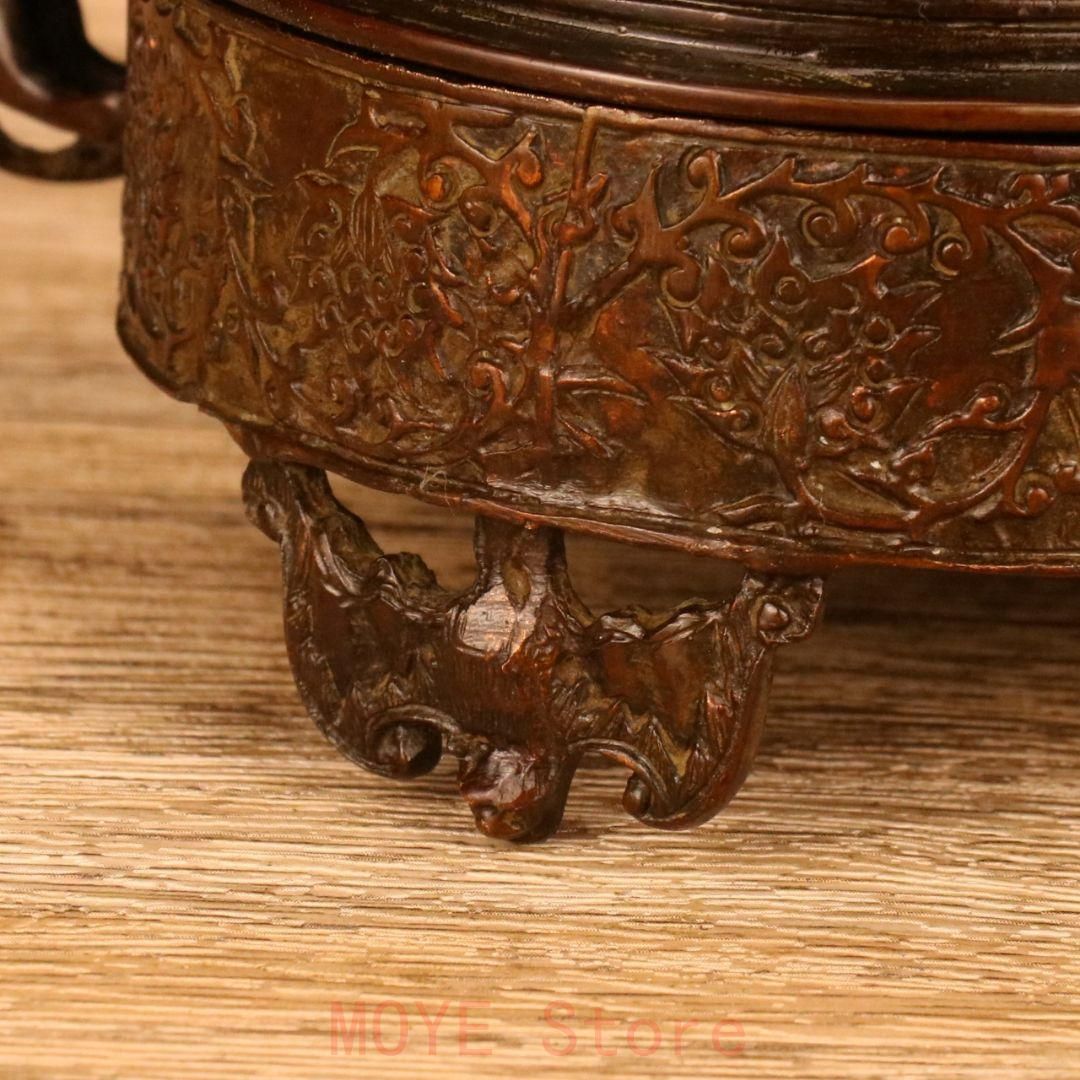 銅 細工 香道具 双のダックのネコ耳円香炉 装飾品 現代工芸品美術品