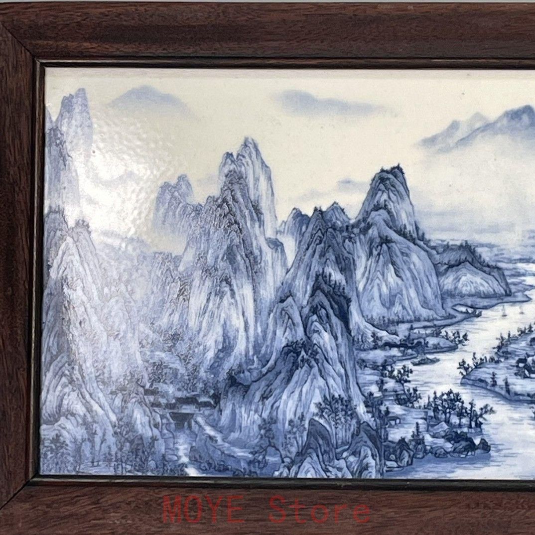 陶板画 富春山居図 応接間 茶室 書斎 壁面 装飾品 現代工芸品 美術品 置物 パステル 富春山居図 掛屏 陶板画 装飾品 現代工芸品美術品 置物gy1216