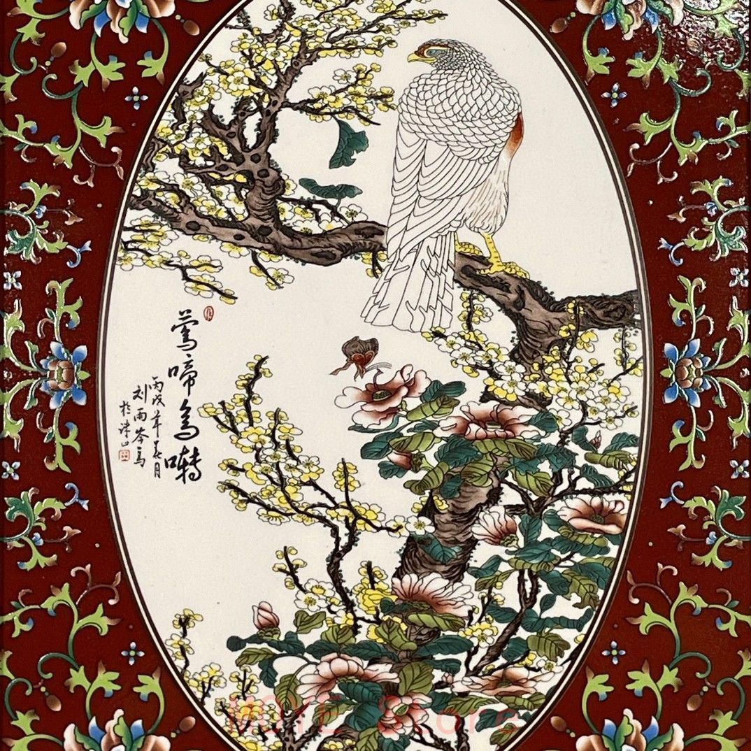 パステル花鳥図掛屏陶板画 装飾品 工芸品 美術品 置物gy1216 - メルカリ