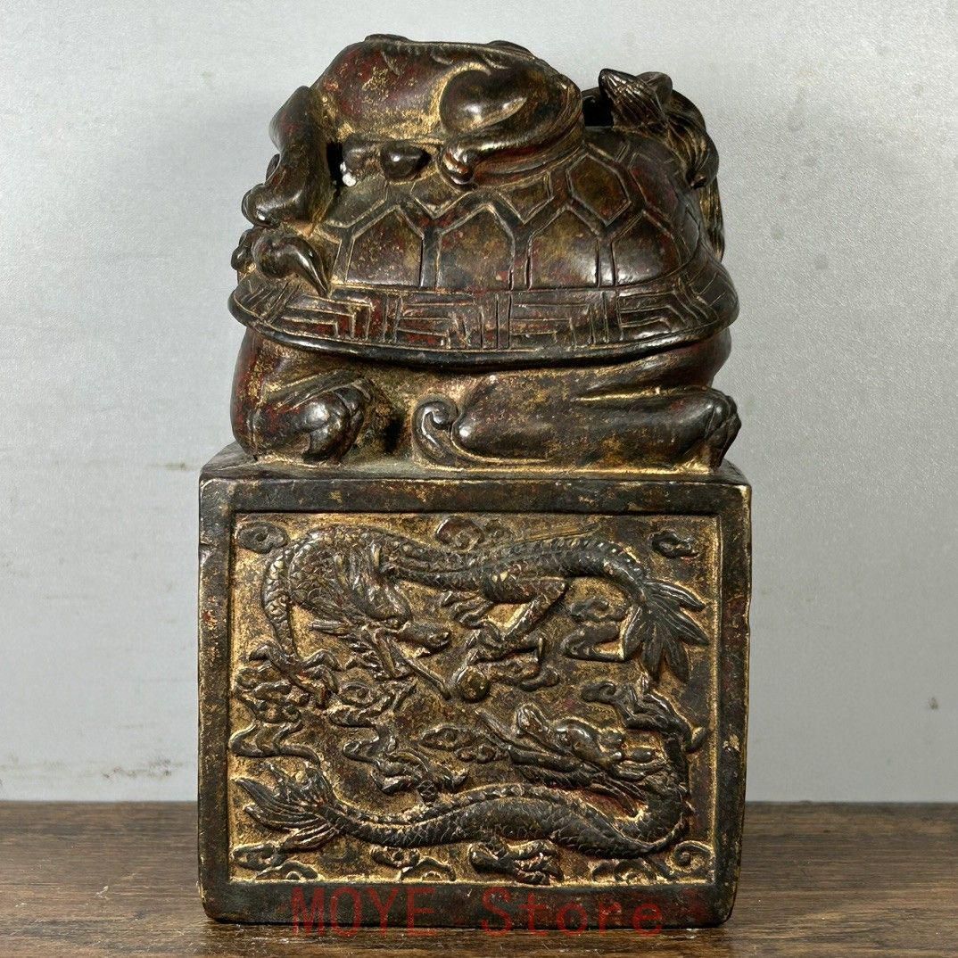  竜亀 印 玉璽の 置物 gy 1216 金属工芸 工芸品