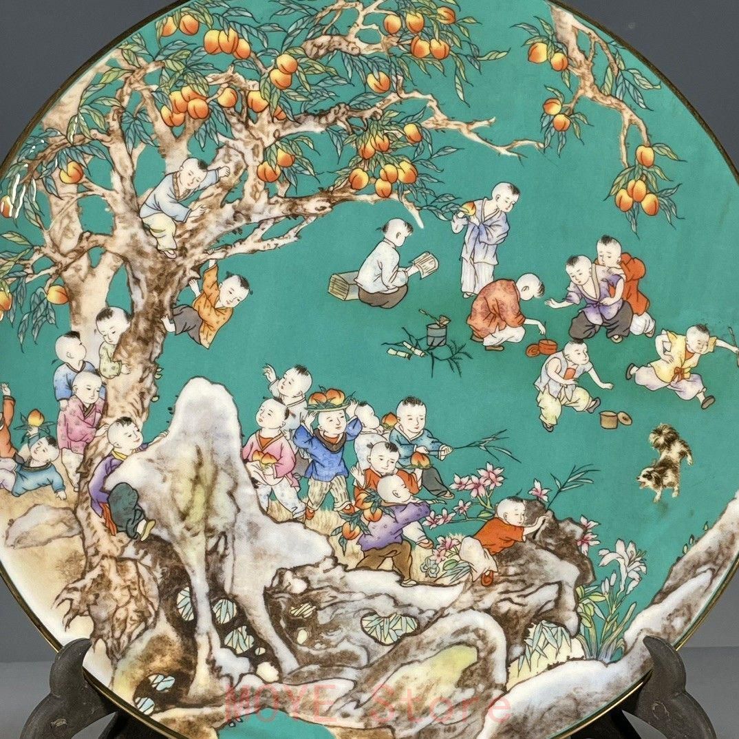 清乾隆粉彩嬰戯図賞盤 景徳鎮 陶磁器 装飾品 現代工芸品 美術品 置物