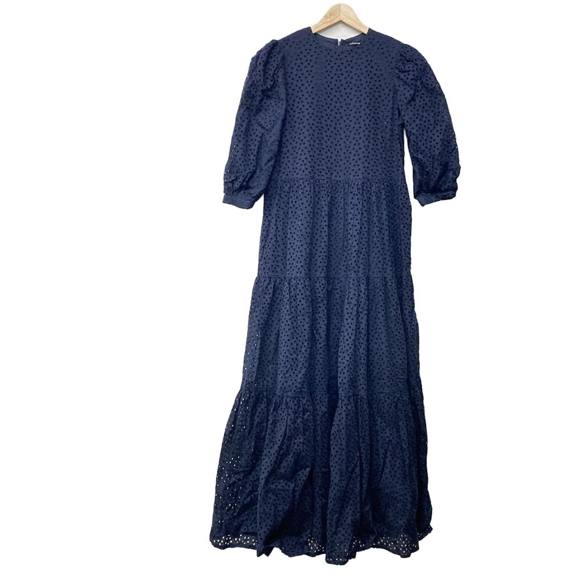 TSURU BY MARIKO OIKAWA ツルバイマリコオイカワ ワンピース サイズ34 S レディース - ネイビー 七分袖 マキシ丈 レース