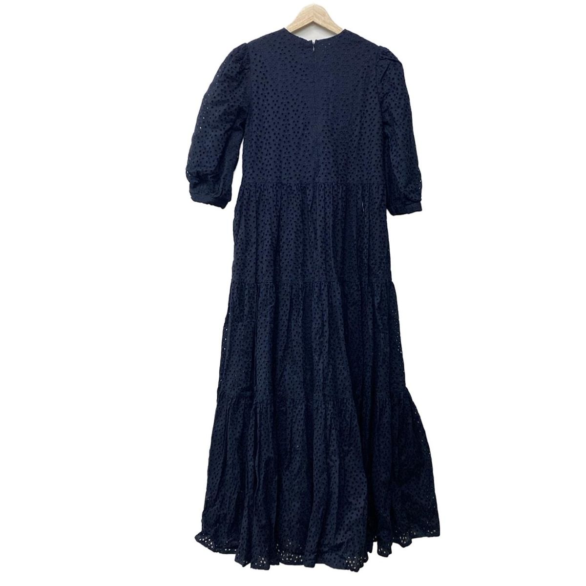 TSURU BY MARIKO OIKAWA ツルバイマリコオイカワ ワンピース サイズ34 S レディース - ネイビー 七分袖 マキシ丈 レース
