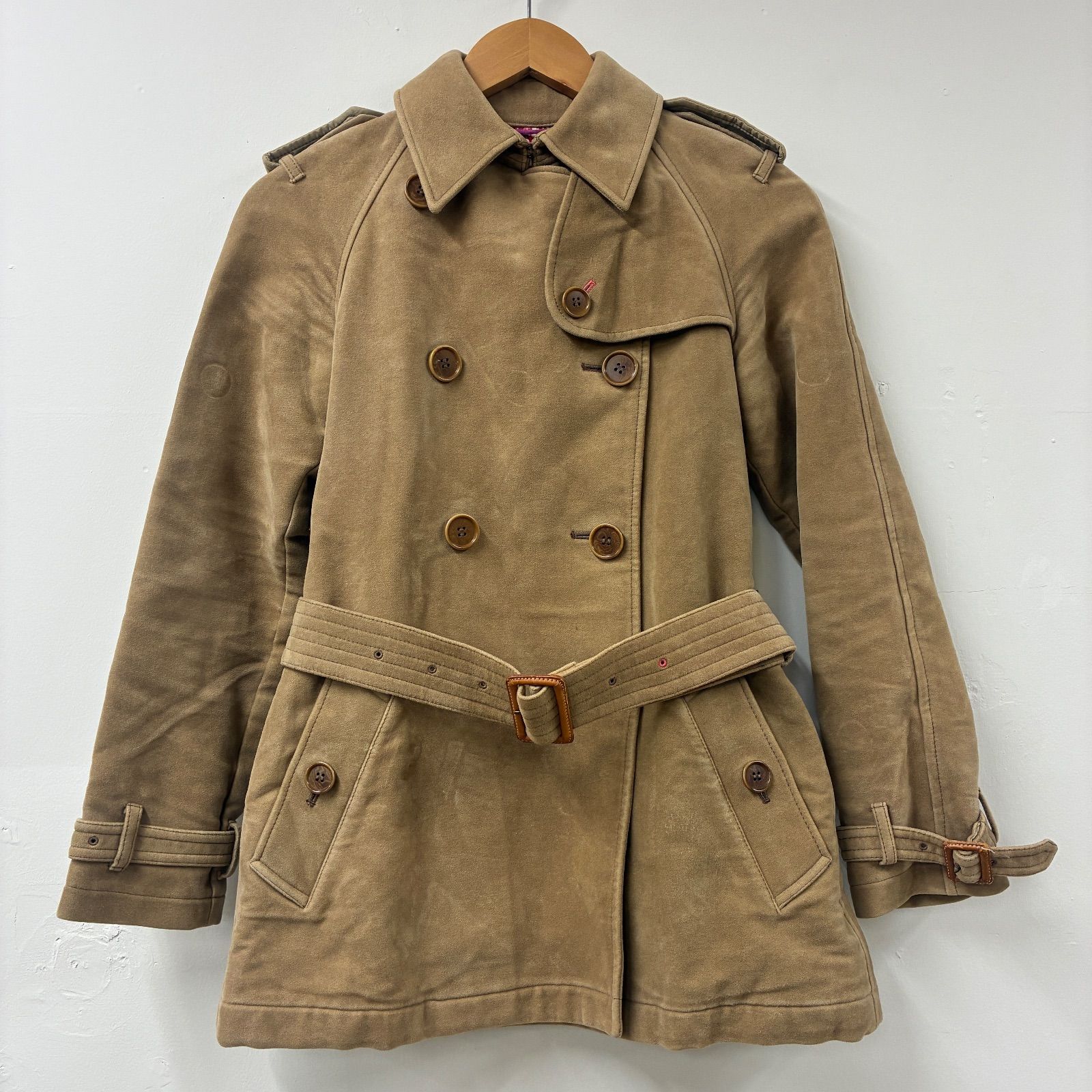 ポールスミス ベロア トレンチコート コットン 裏地総柄 40 ブラウン