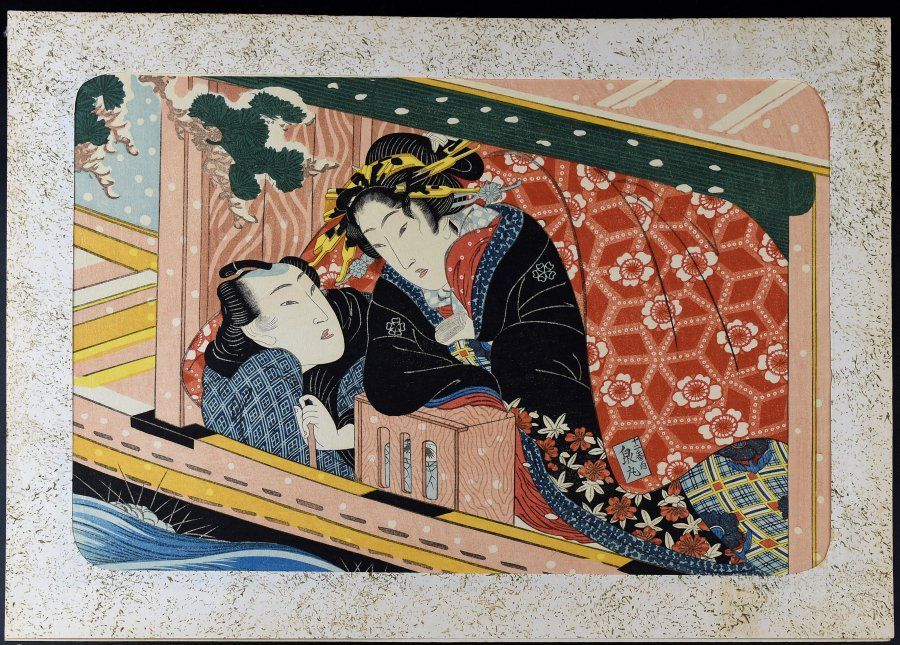 蔵A 3056 h 木版画 遊郭花魁遊女 枕絵春画 八図