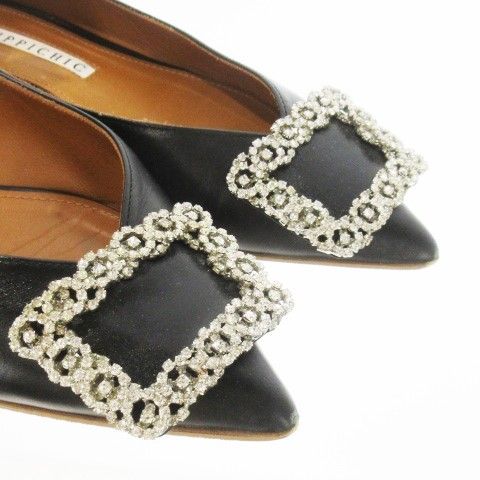 未使用品✨ピッピシック　ビジューバックル　レザーフラットパンプス　黒　36.5 ピッピシック PIPPICHIC ANNA V JEWERLY パンプス フラットシューズ