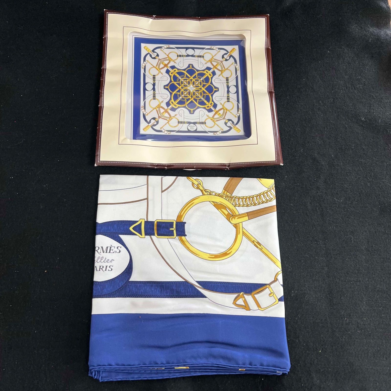 T HERMES エルメス カレ90 スカーフ エプロンドール 袋付