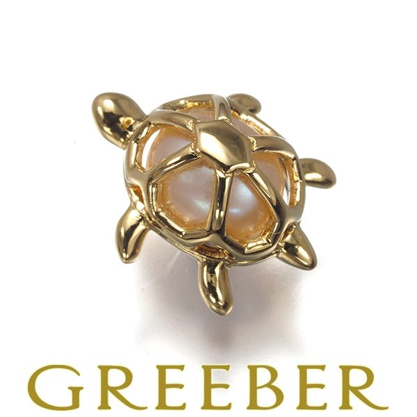 ☆美品☆ミキモト　K18 ピンブローチ　パール　カメ　皇室御用達ブランド ミキモト ブローチ パール 真珠 6.6mm 亀 カメ アニマル ピン K18YG