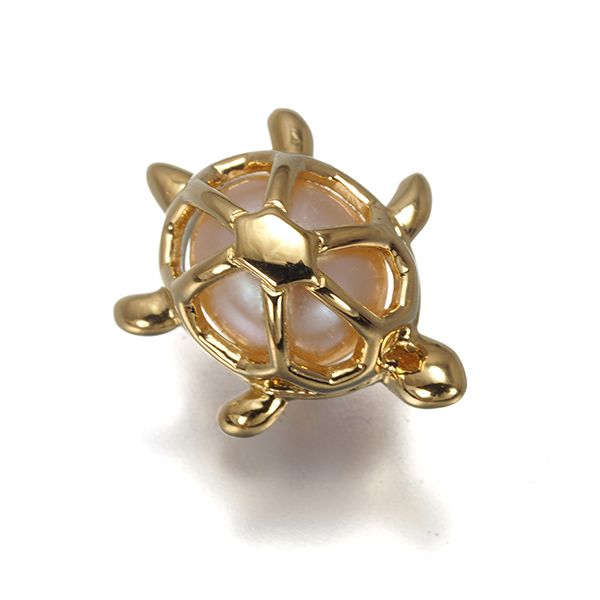 ミキモト ブローチ パール 真珠 6.6 mm 亀 カメ アニマル ピン K 18 YG 182307