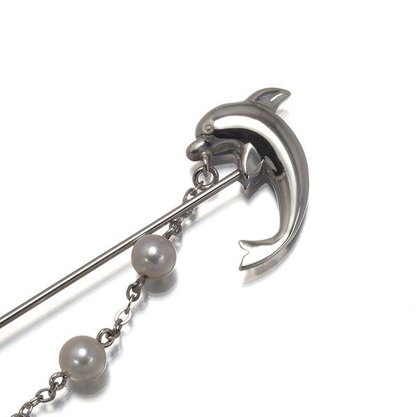 ミキモト ブローチ ベビーパール 真珠 4.0-4.3mm ラペルピン イルカ
