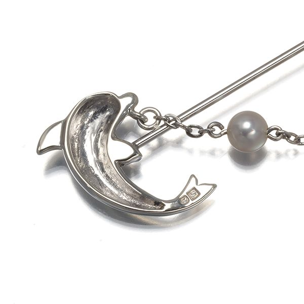 ミキモト ブローチ ベビーパール 真珠 4.0-4.3mm ラペルピン イルカ