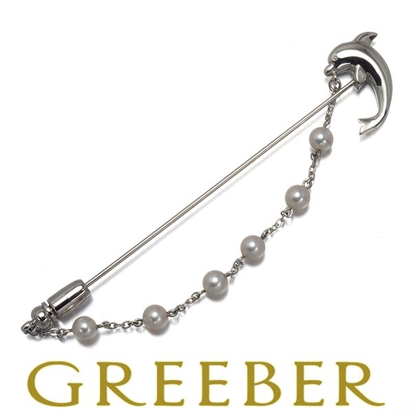 ミキモト ブローチ ベビーパール 真珠 4.0-4.3mm ラペルピン イルカ