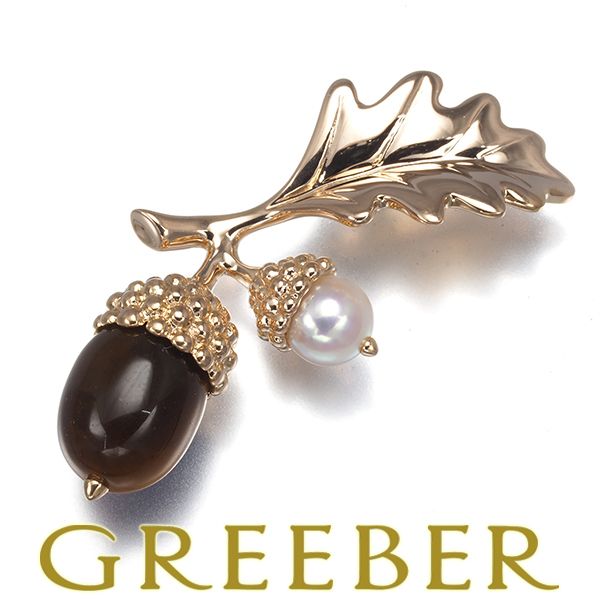 ミキモト ブローチ タイガーアイ ベビーパール 真珠 5.0mm ドングリ