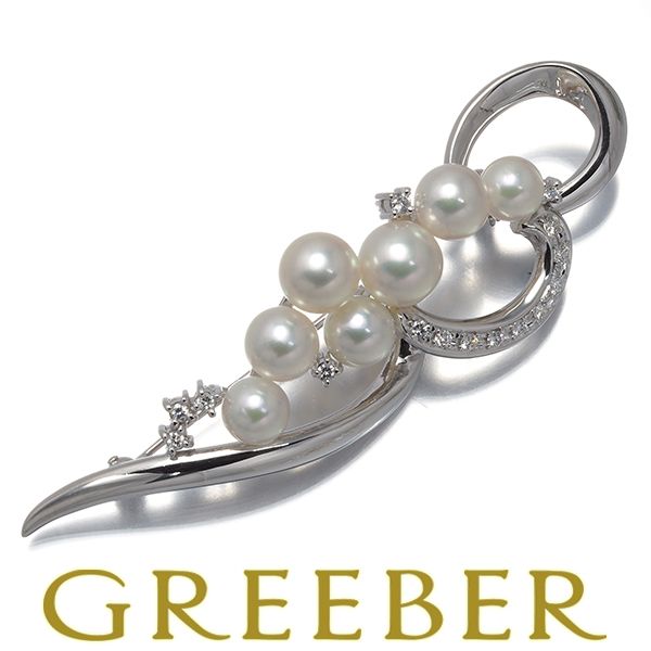 TASAKI タサキ ブローチ パール 真珠 5.5-7.2 mm ダイヤ ダイヤモンド 0.25 ct K 18 WG 180824