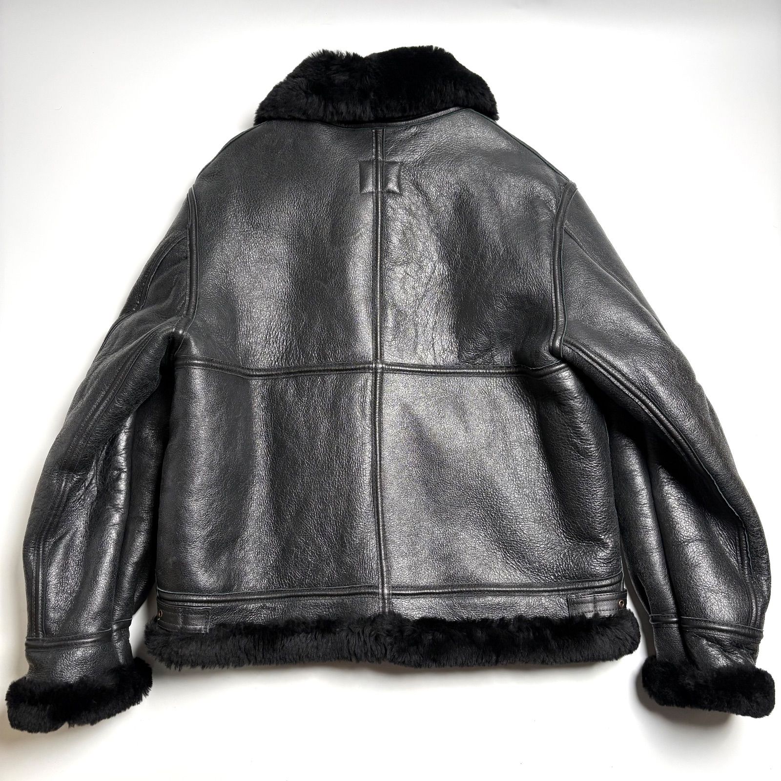 米国製】AVIREX ムートンジャケット 黒 46 フライトジャケット B-3