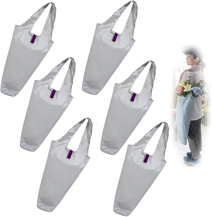 start.side スタートサイド 折れない 切り花 フラワー ショルダー エコバッグ ロングサイズ 仏花 ポリエステル 灰グレー6点 Free Size