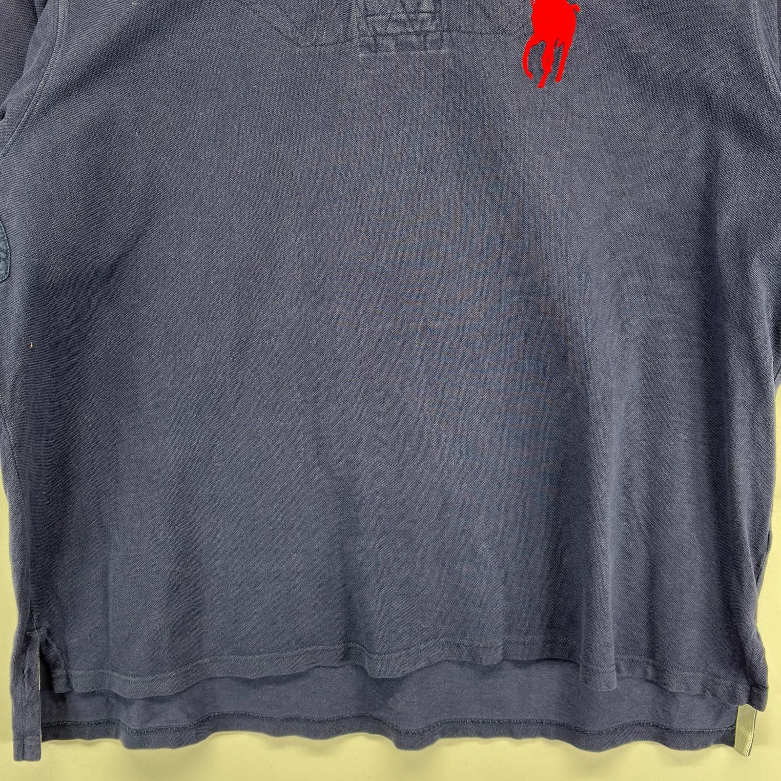 ポロバイラルフローレン 半袖ポロニット リアルポニー刺繍 ネイビー Lサイズ ポロバイラルフローレン 半袖ポロニット リアルポニー刺繍 ネイビー L