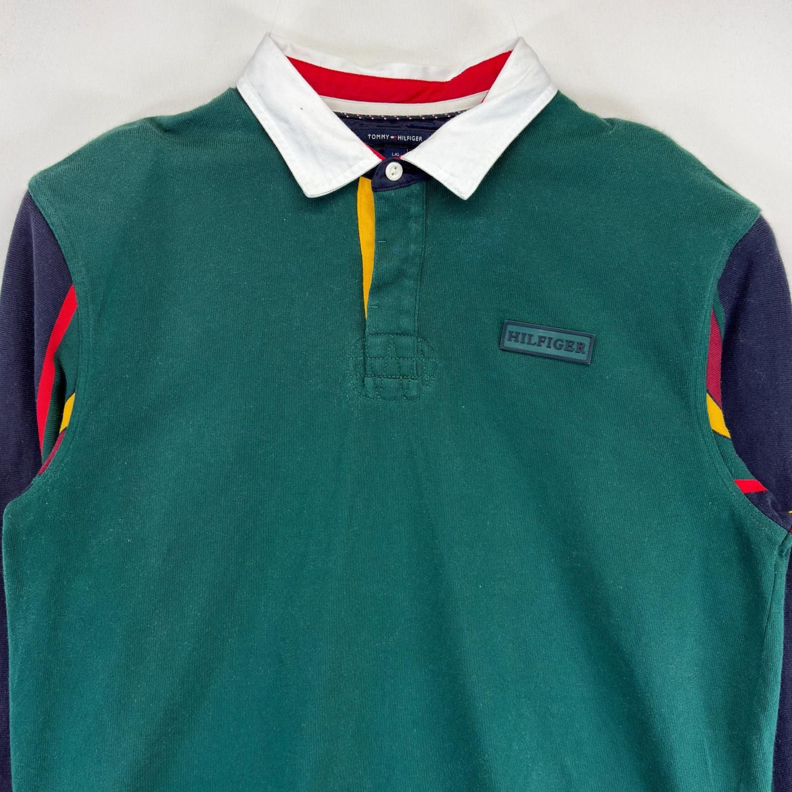 90s トミーヒルフィガー長袖ラガーシャツ オーバーサイズ ポロシャツ