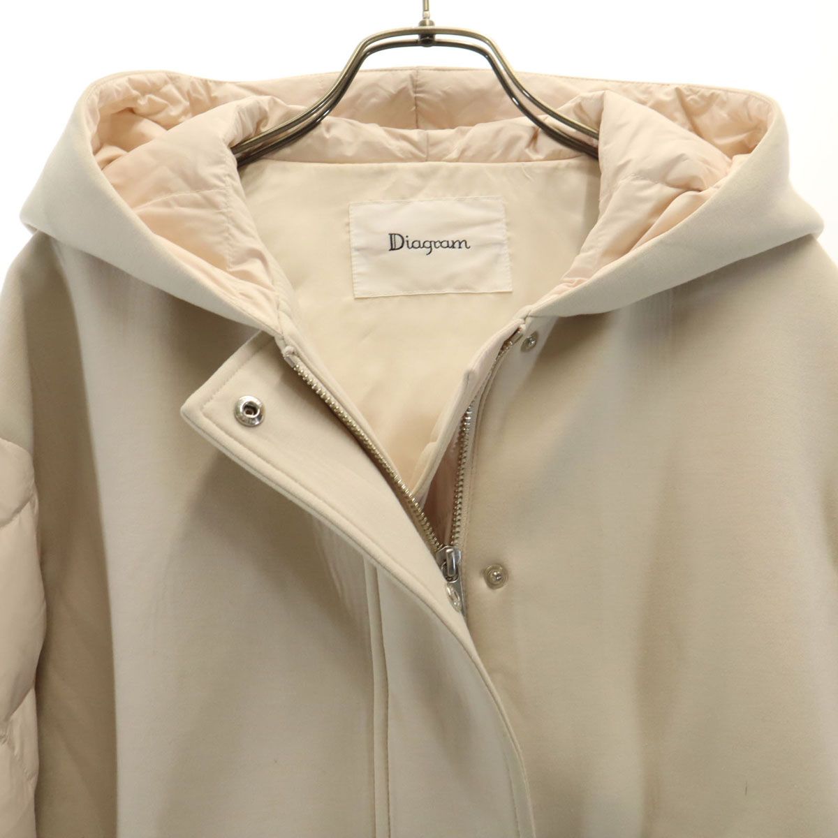 Diagram ダイアグラム フーディ ダウンジャケット 36 ベージュ レディース Diagram ダイアグラム フーディ ダウンジャケット 36 ベージュ