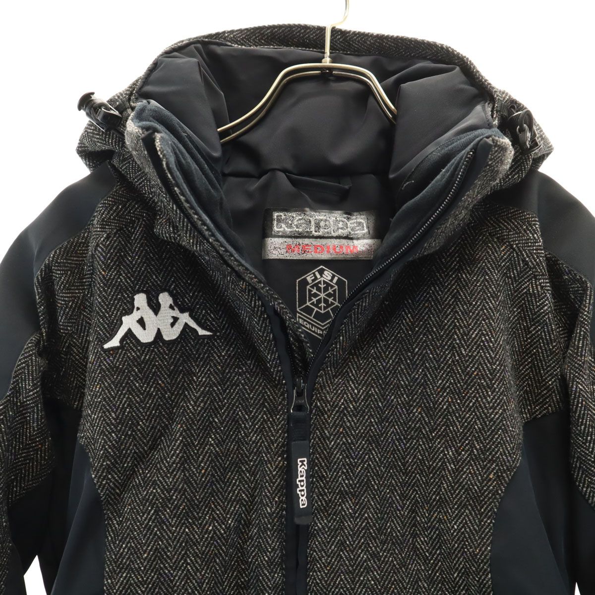 Kappa スキーウェア グレー Mサイズ数回使用 クリーニング済 Kappa カッパ ヘリンボーン柄 スキー ウェア M グレー系 スノー