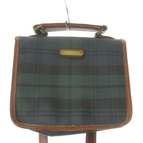 POLO RALPH LAUREN メッセンジャーバック　PVCレザー 緑 POLO Ralph Lauren Messenger Bag Green Check Pattern PVC Leather