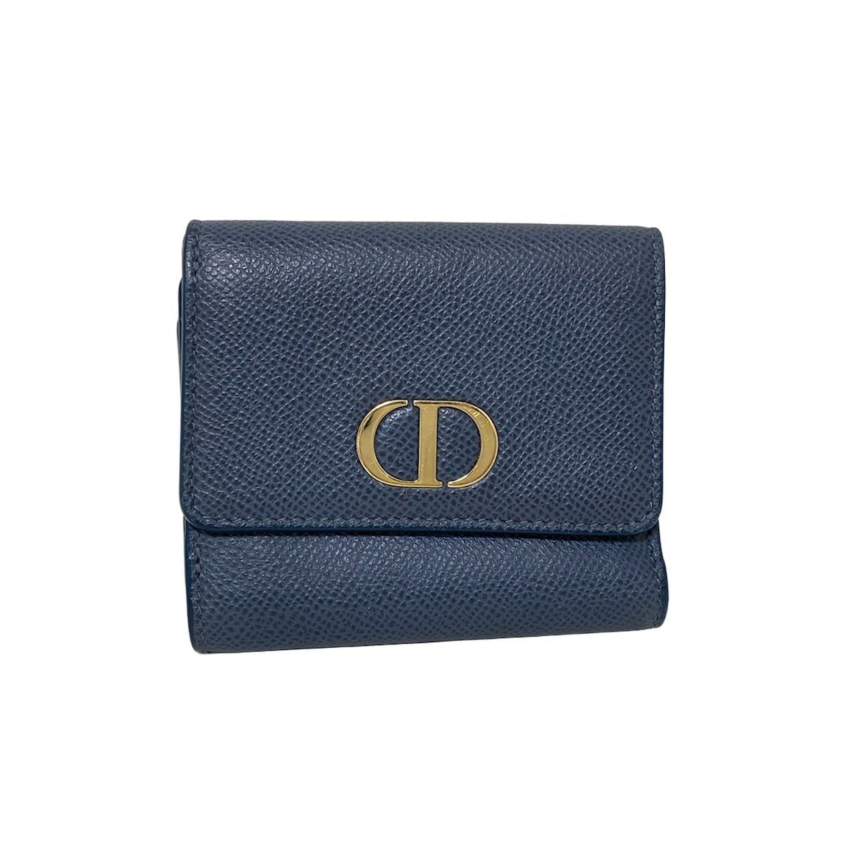 DIOR ChristianDior ディオール クリスチャンディオール 3つ折り財布 30モンテーニュロータスウォレット ネイビー レザー