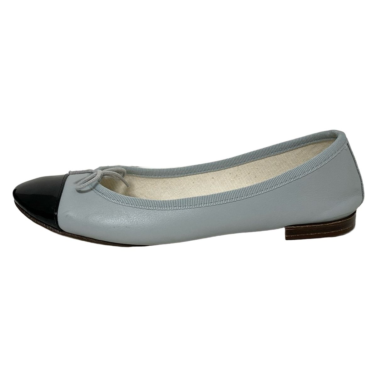 repetto レペット フラットシューズ 35 レディース - ライトブルー×黒 リボン レザー
