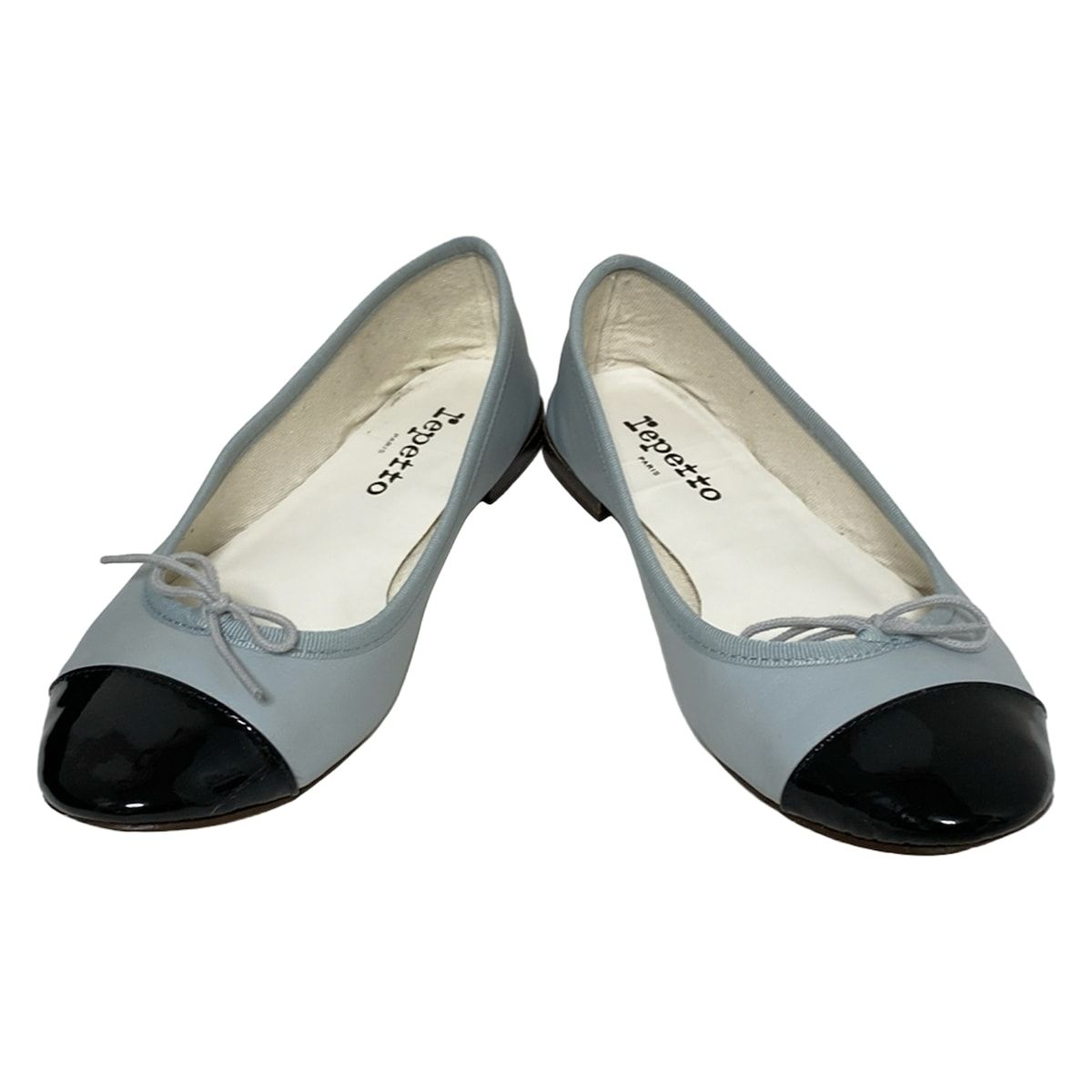 repetto レペット フラットシューズ 35 レディース - ライトブルー×黒 リボン レザー