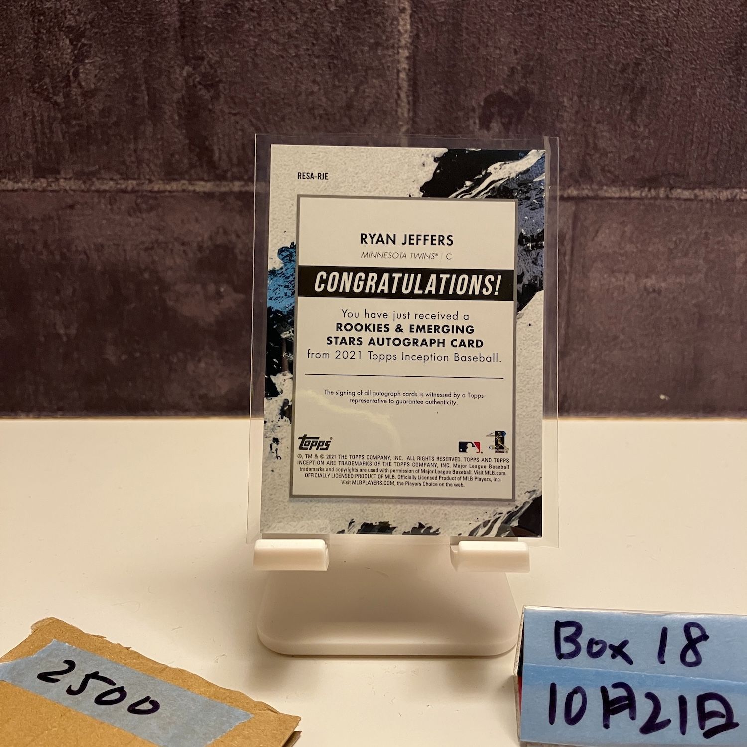 2021 Topps Inception Ryan Jeffers 176/249 直筆サインカード