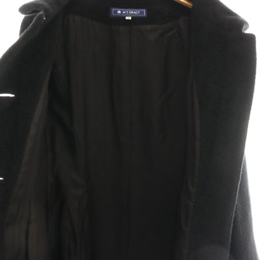 エムズグレイシー M'S GRACY リボン アルパカ混 ステンカラーコート 38