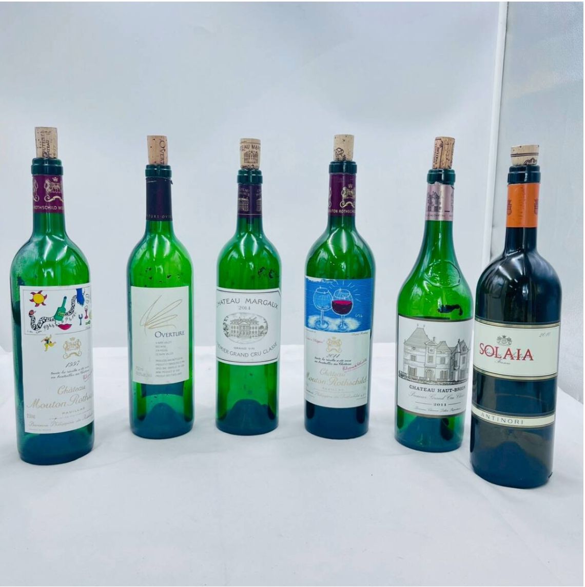 ワイン空瓶6本セット ムートン ロートシルト マルゴー オー ブリオン 他｜店舗装飾 インテリア向け