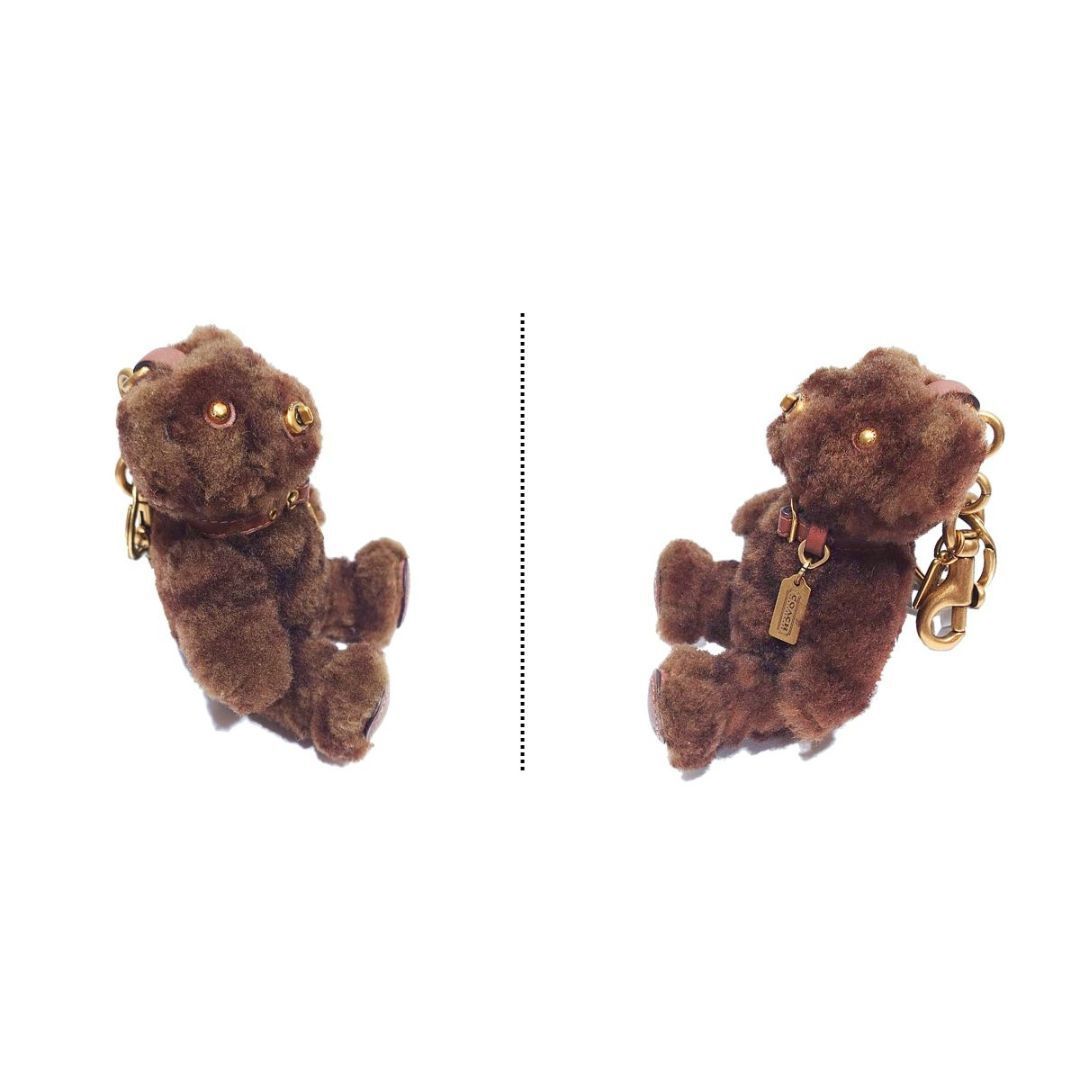 COACH コーチ ベア バッグ チャーム シグネチャー シアリング ブラウン